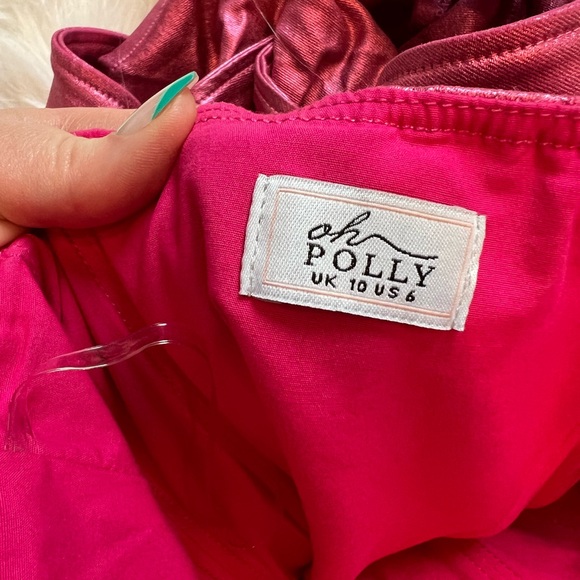 Oh Polly x Bratz Sasha Metallic Denim Belted Corset Playsuit in Deep Pink - Picture 4 of 5